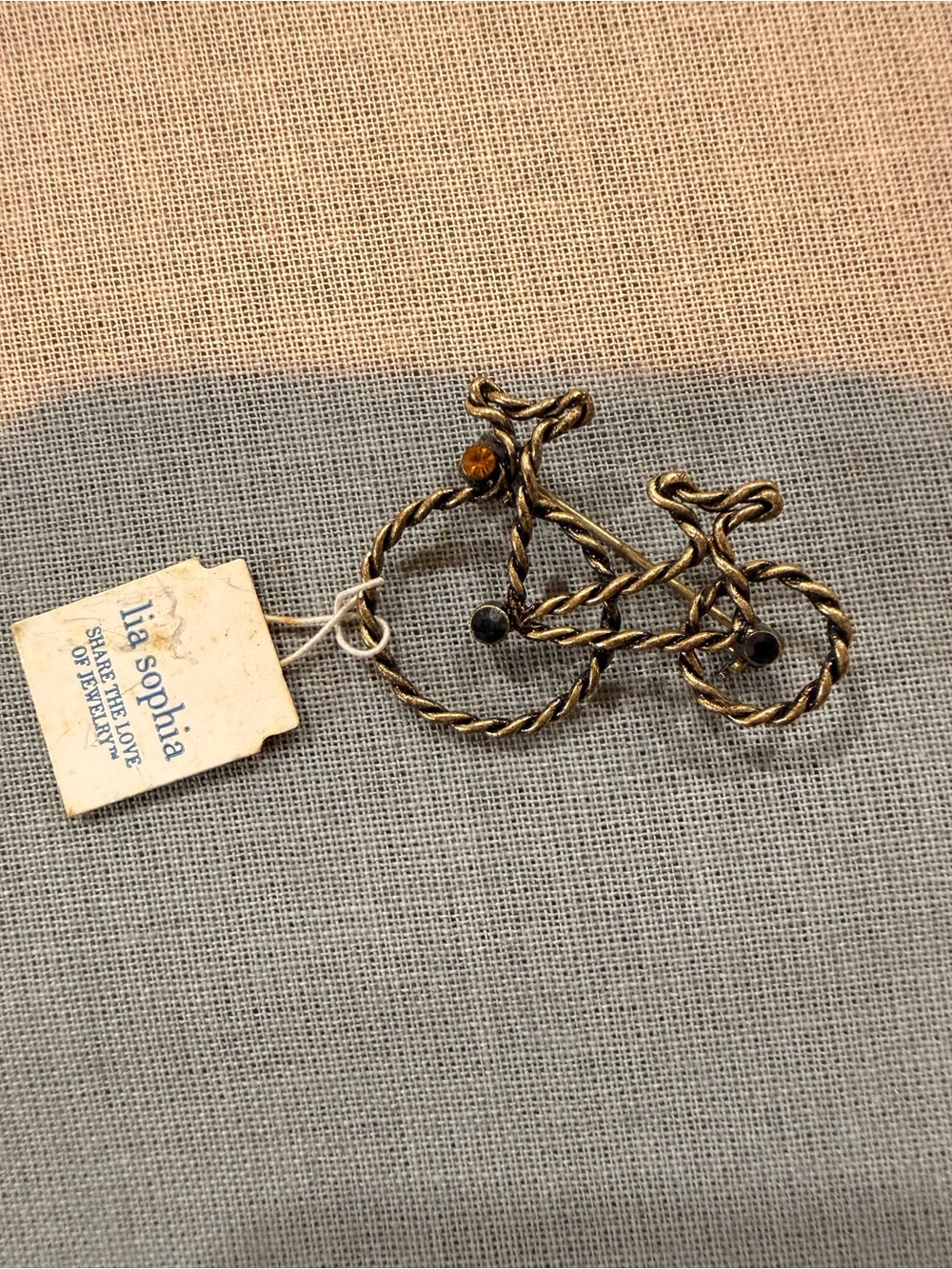 lia sophia Vintage Brass Bicycle Brooch - Gold Tone